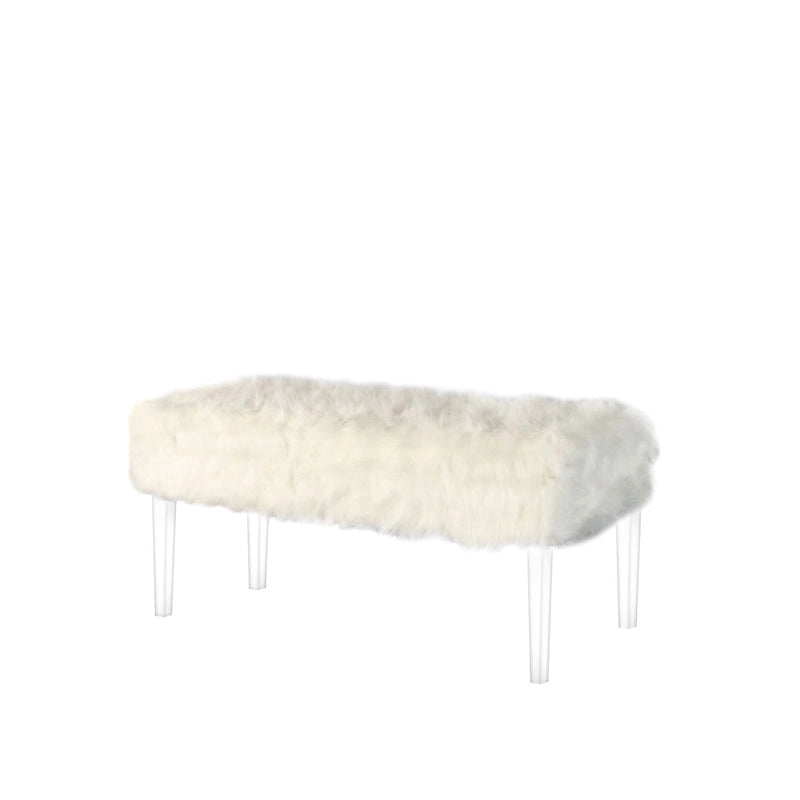 Banc en similicuir gris et transparent avec dessus rabattable de 42 po