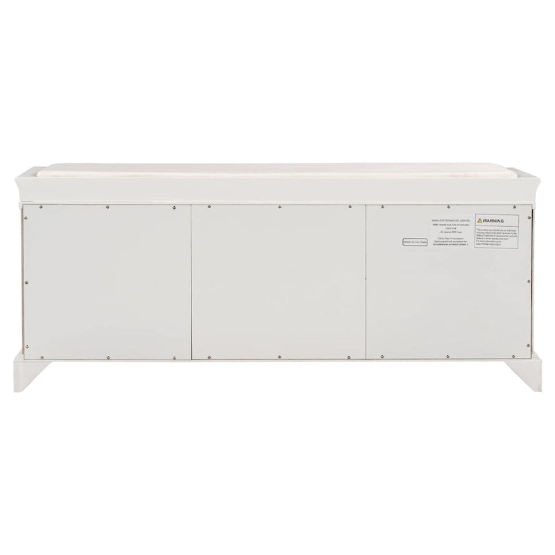 Banc de rangement avec 2 tiroirs et 2 placards, coussin amovible