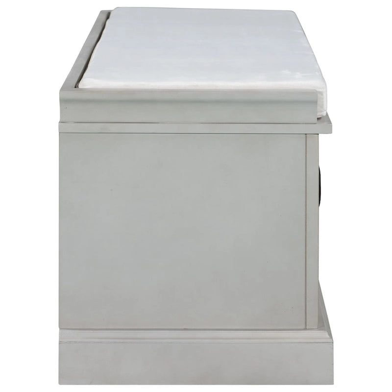 Banc de rangement avec 2 tiroirs et 2 placards, coussin amovible