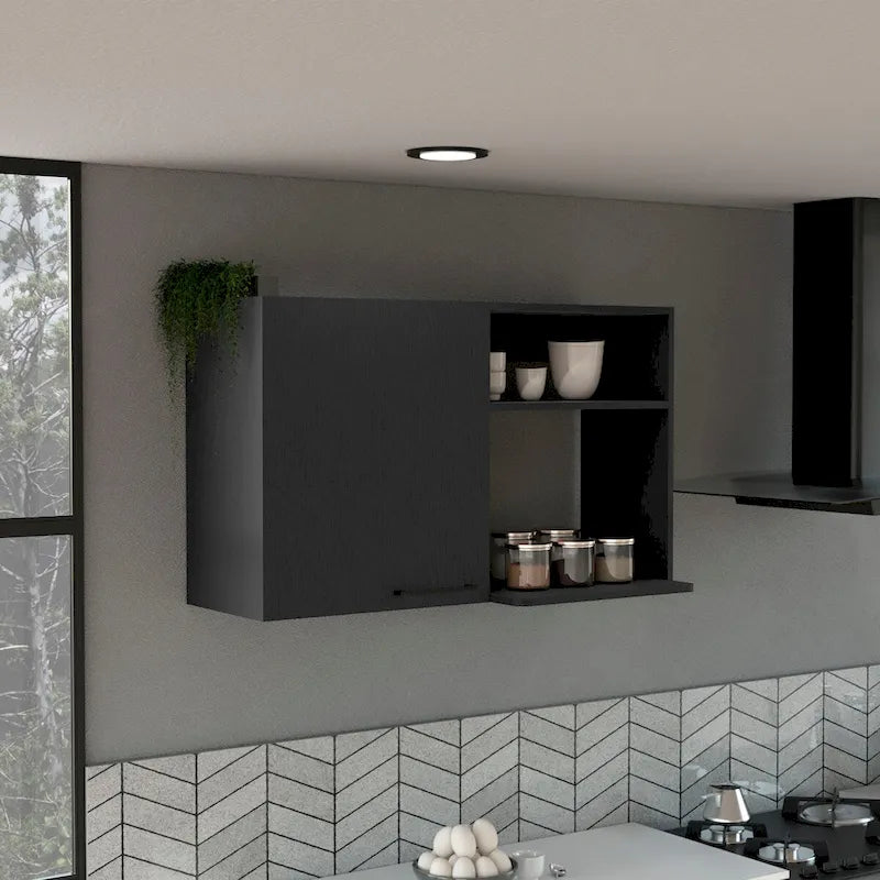 Meuble de rangement mural noir pour cuisine et salle de bain