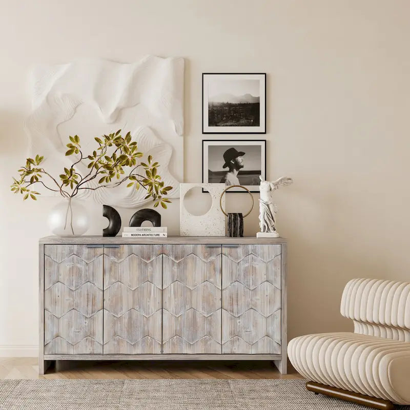 Bahut 4 portes en bois de style rustique