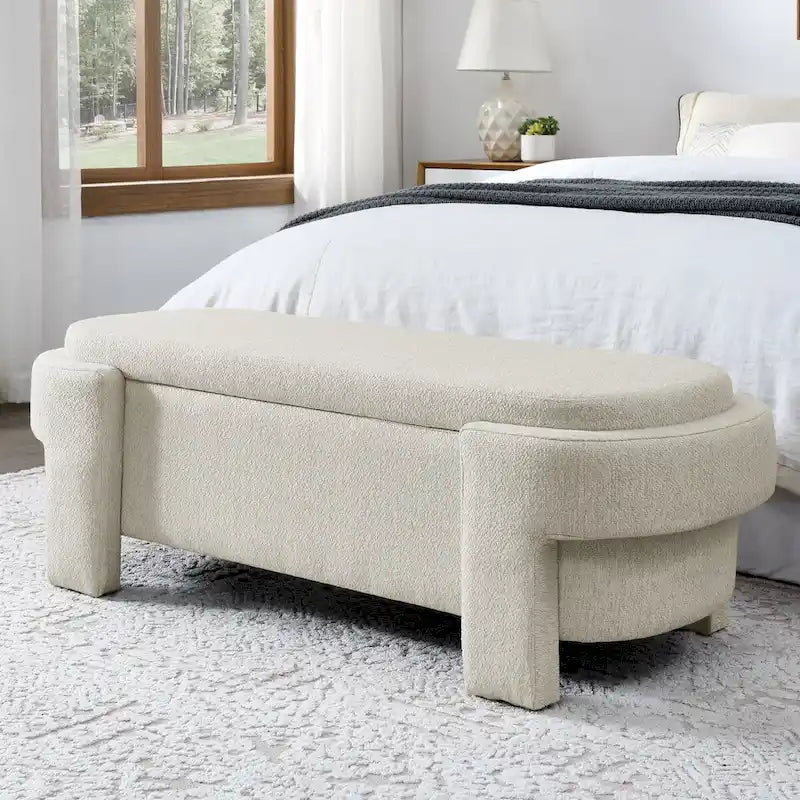 Banc de rangement capitonné avec grand espace de stockage