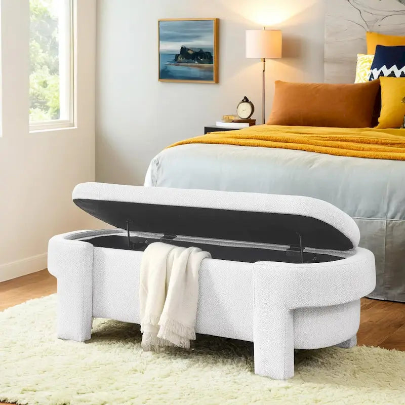 Banc de rangement capitonné avec grand espace de stockage