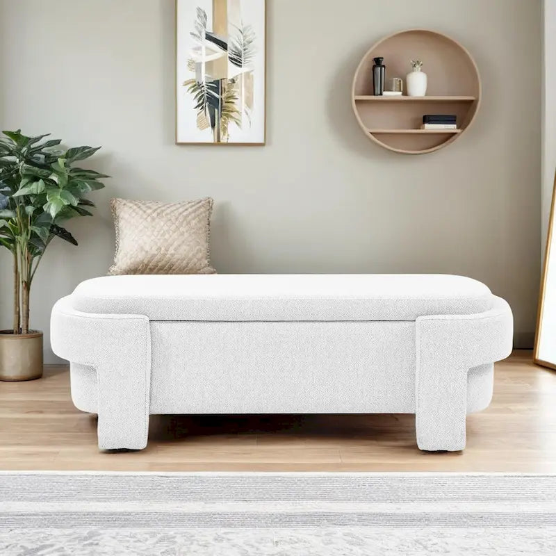 Banc de rangement capitonné avec grand espace de stockage