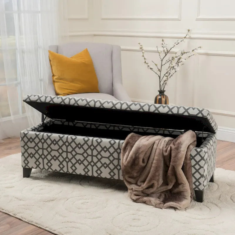 Banc de rangement rembourré moderne pour entrée de salon