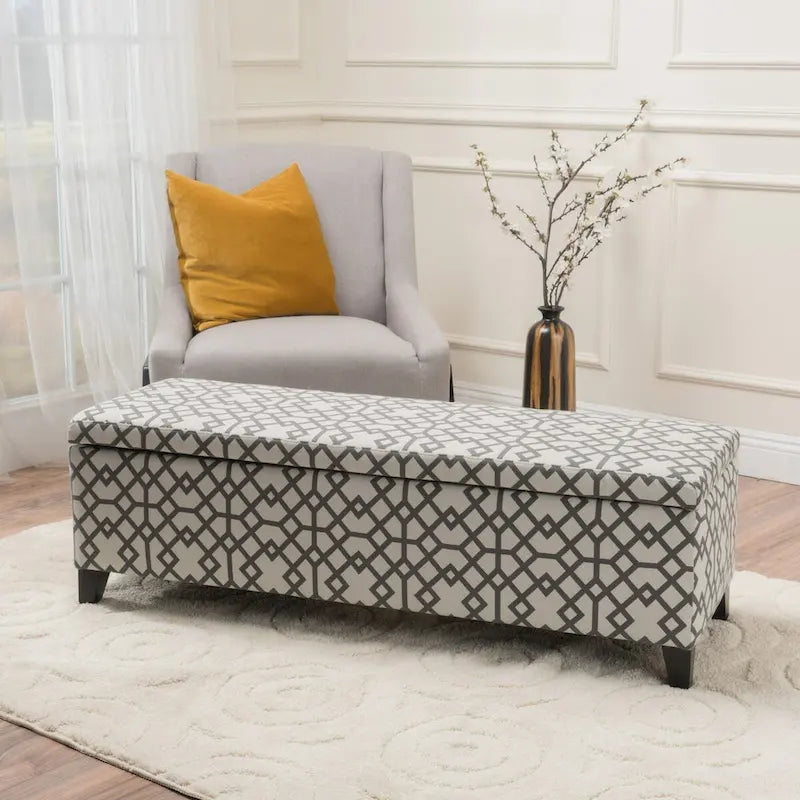Banc de rangement rembourré moderne pour entrée de salon