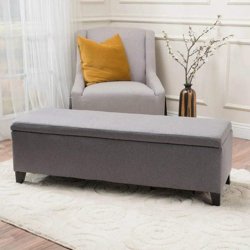 Banc de rangement rembourré moderne pour entrée de salon