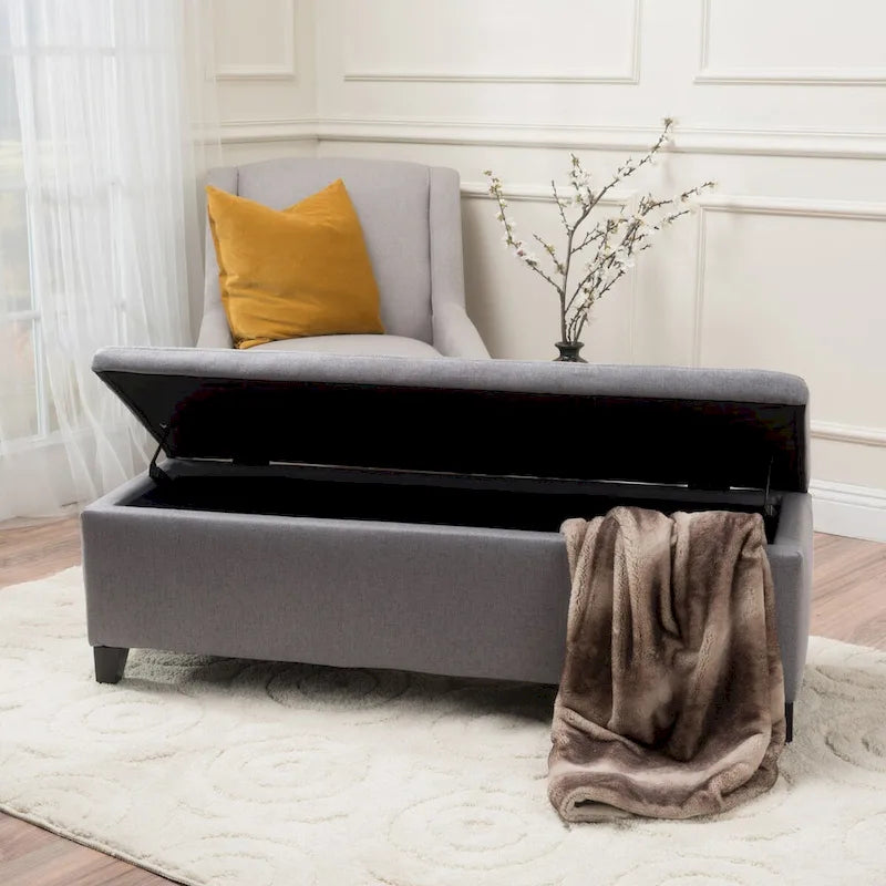 Banc de rangement rembourré moderne pour entrée de salon