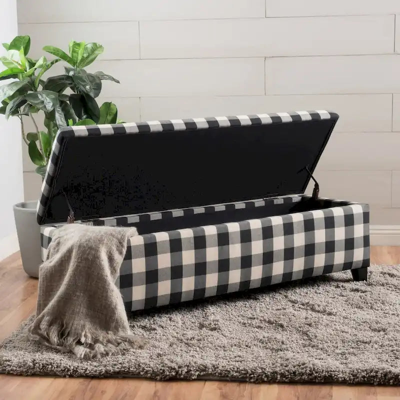 Banc de rangement rembourré moderne pour entrée de salon