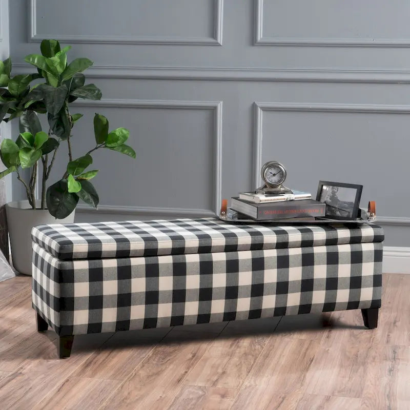 Banc de rangement rembourré moderne pour entrée de salon
