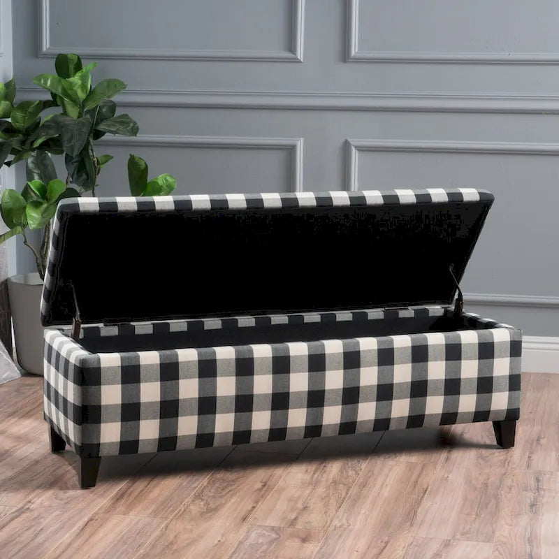 Banc de rangement rembourré moderne pour entrée de salon