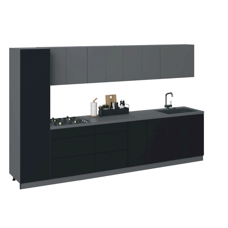 Meuble bas de cuisine noir, 11 pieds de large - 135 x 24