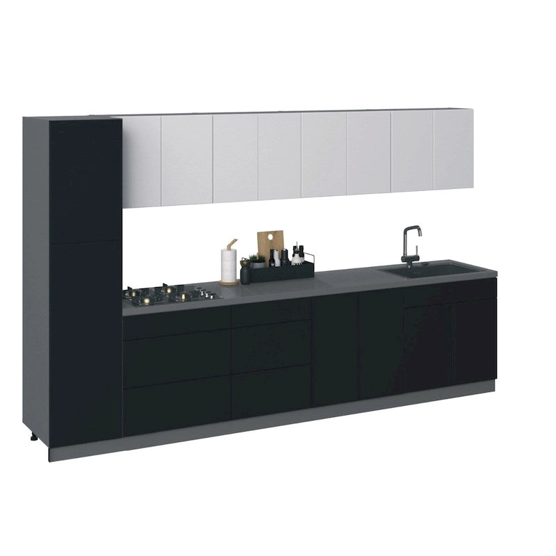 Meuble bas de cuisine noir, 11 pieds de large - 135 x 24