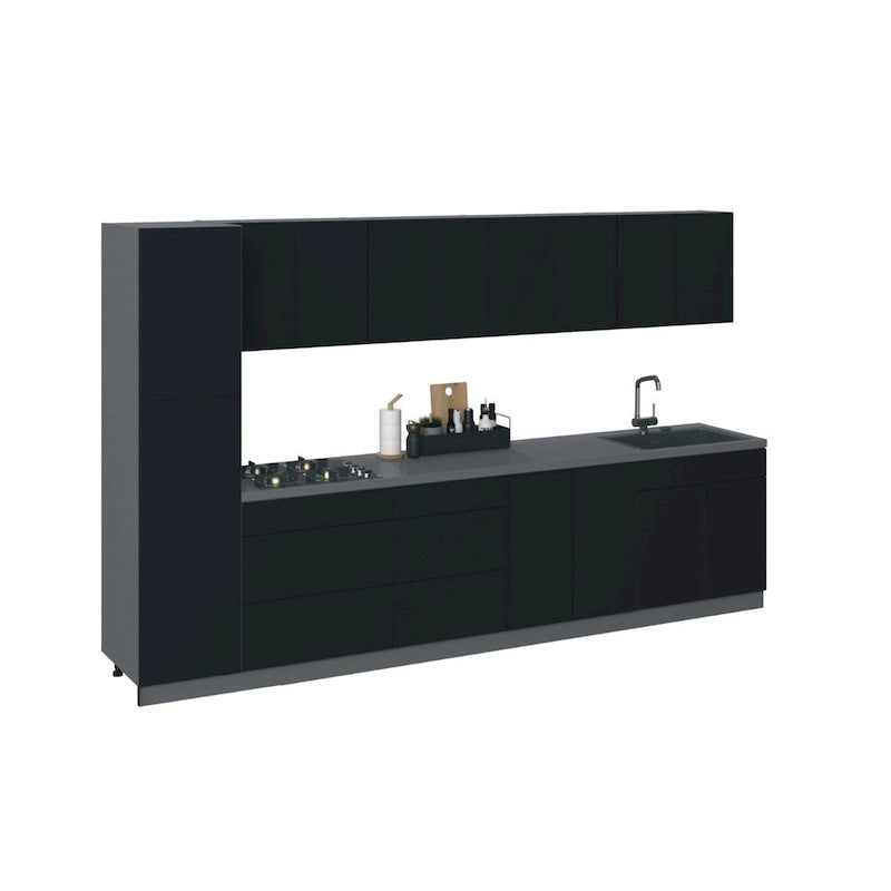 Meuble bas de cuisine noir, 11 pieds de large - 135 x 24