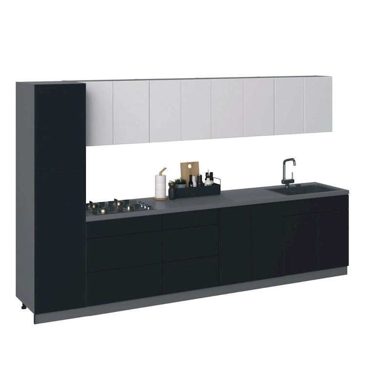 Meuble bas de cuisine noir, 11 pieds de large - 135 x 24