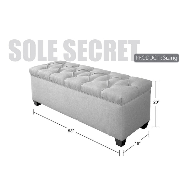 Banc de rangement en lin Citrouille, capitonnage en losanges