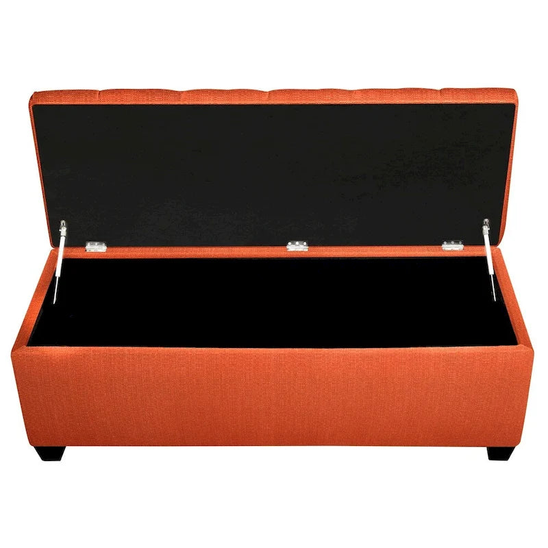 Banc de rangement en lin Citrouille, capitonnage en losanges