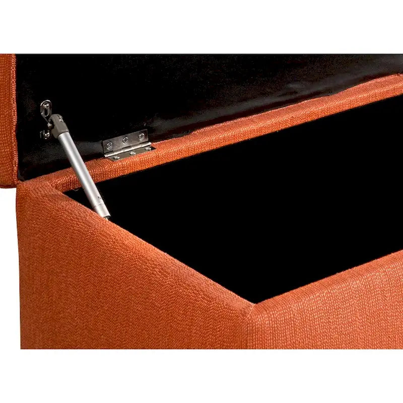 Banc de rangement en lin Citrouille, capitonnage en losanges
