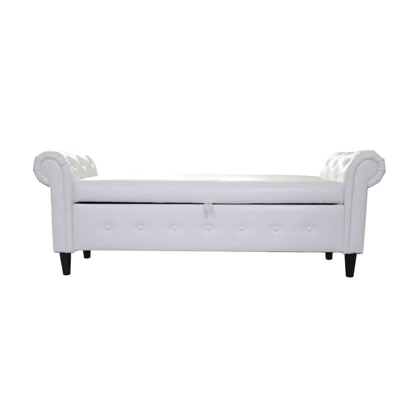 Banc de rangement ottoman armé avec cuir PU capitonné