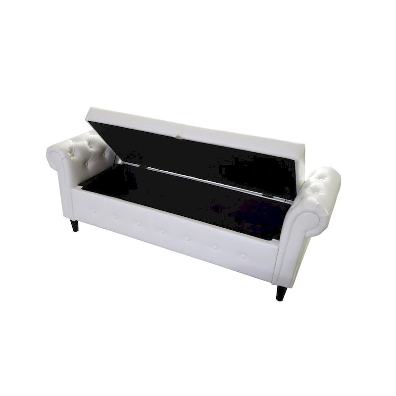 Banc de rangement ottoman armé avec cuir PU capitonné