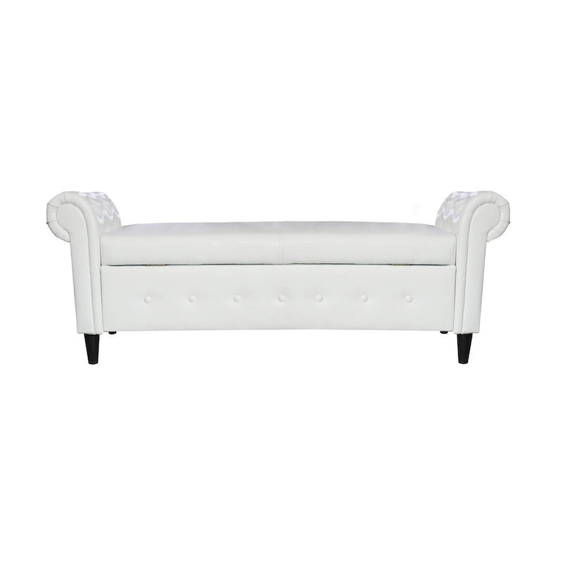 Banc de rangement ottoman armé avec cuir PU capitonné