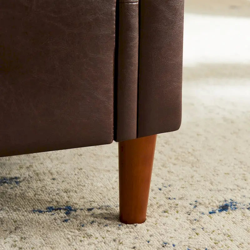 Banc de rangement ottoman armé avec cuir PU capitonné