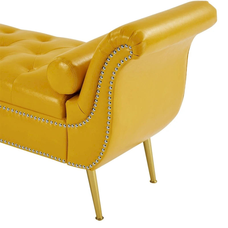 Banc de rangement ottoman armé avec cuir PU capitonné