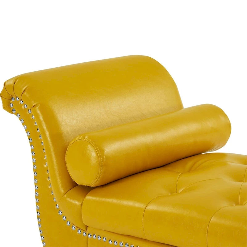 Banc de rangement ottoman armé avec cuir PU capitonné
