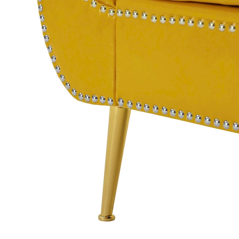 Banc de rangement ottoman armé avec cuir PU capitonné