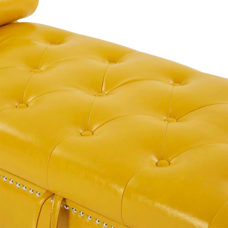 Banc de rangement ottoman armé avec cuir PU capitonné