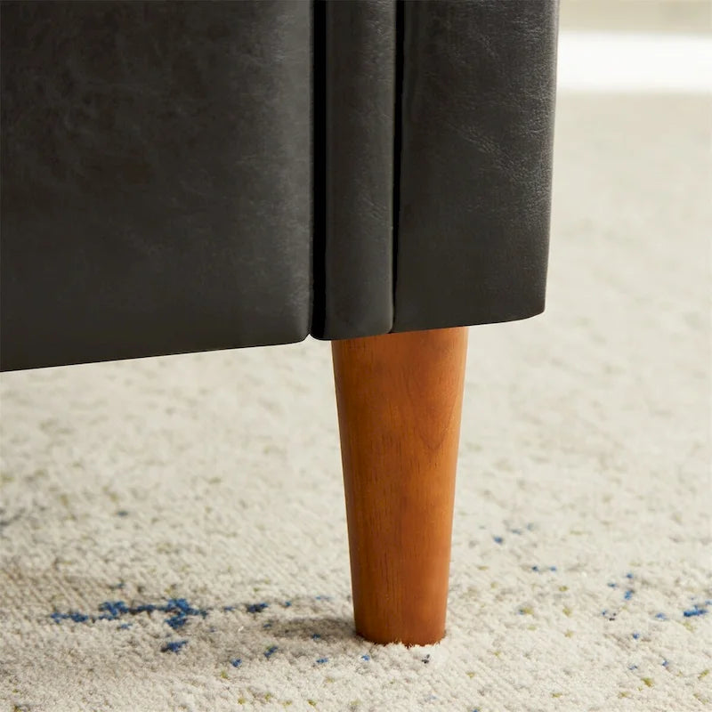 Banc de rangement ottoman armé avec cuir PU capitonné