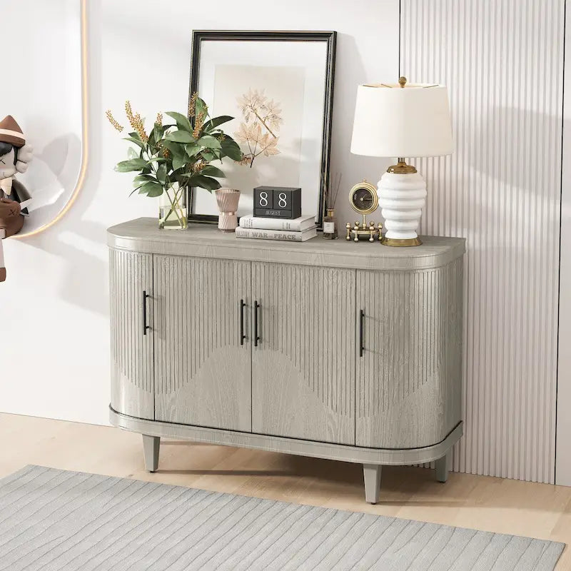Bahut moderne courbé avec 4 portes et étagères réglables