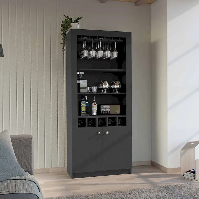 Meuble bar pour cuisine, salle à manger et salon, noir
