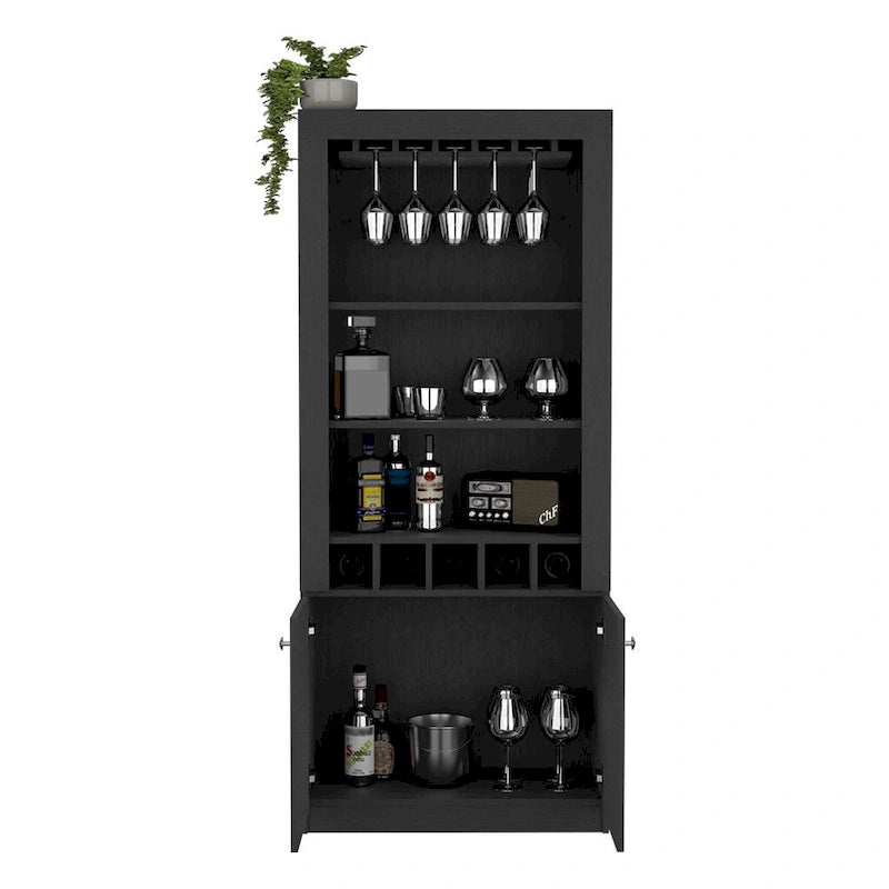 Meuble bar pour cuisine, salle à manger et salon, noir