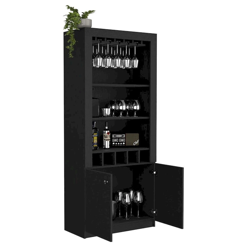 Meuble bar pour cuisine, salle à manger et salon, noir