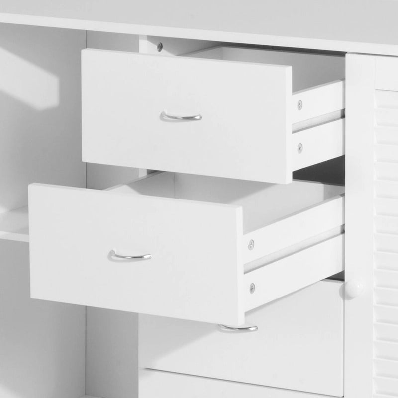 Buffet de salle à manger avec 4 tiroirs et 2 portes persiennes