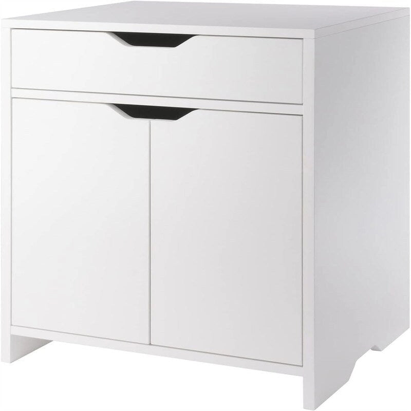 Meuble de rangement blanc à 2 étagères avec tiroir pour bureau à domicile