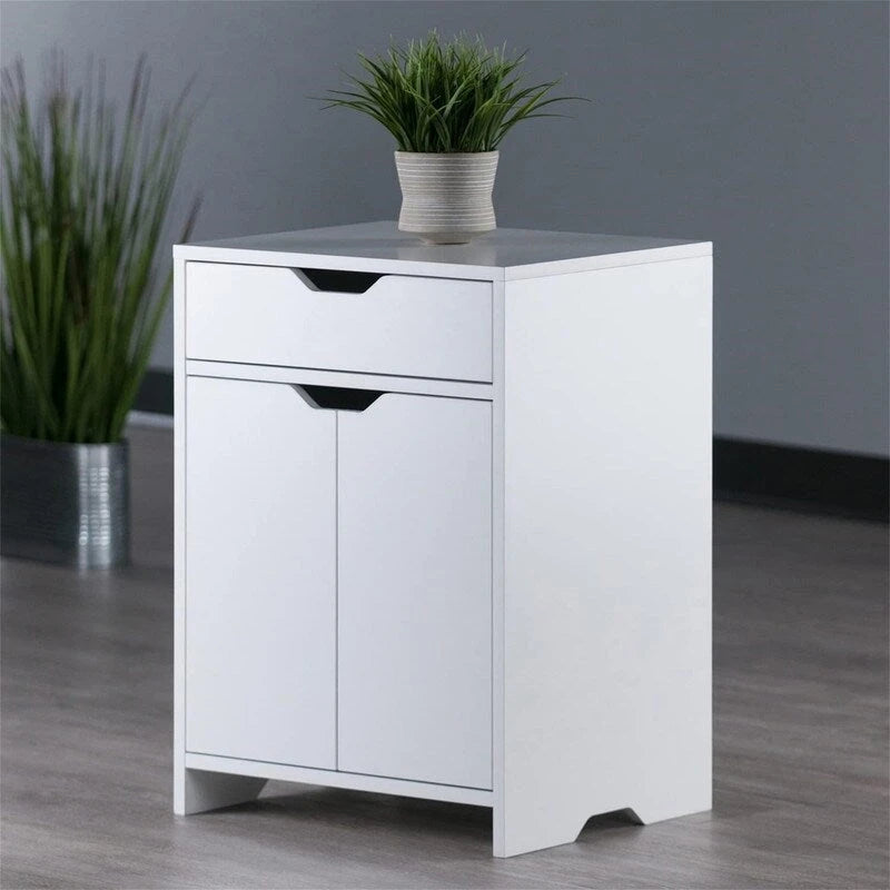Meuble de rangement blanc à 2 étagères avec tiroir pour bureau à domicile