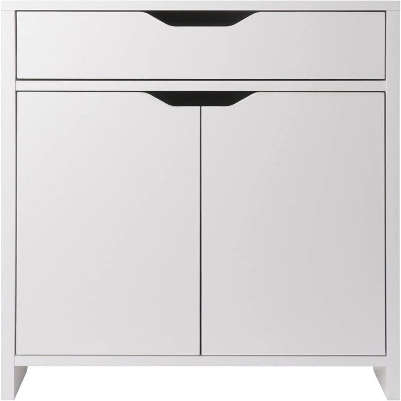 Meuble de rangement blanc à 2 étagères avec tiroir pour bureau à domicile