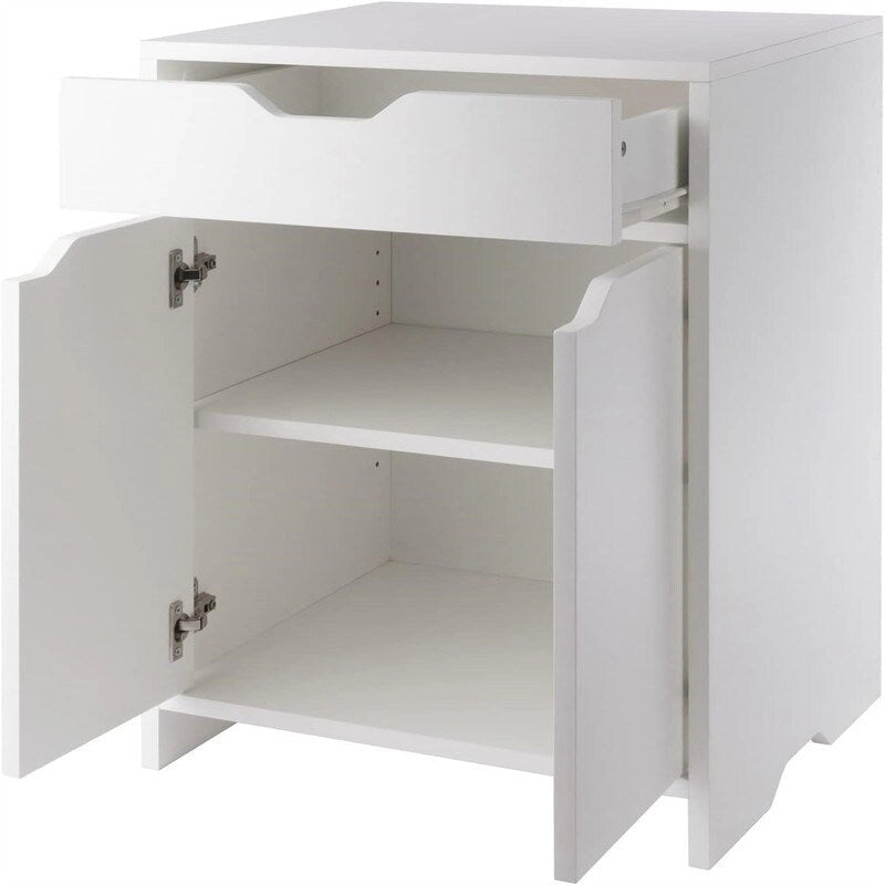 Meuble de rangement blanc à 2 étagères avec tiroir pour bureau à domicile