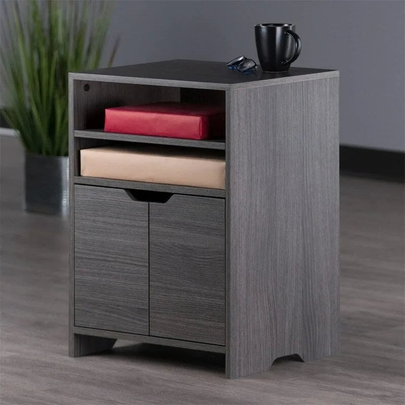 Meuble de rangement blanc à 2 étagères avec tiroir pour bureau à domicile