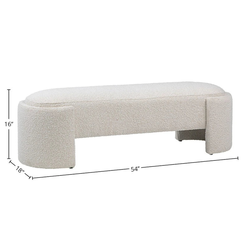 Banc rond Boucle avec pied demi-lunette, blanc cassé