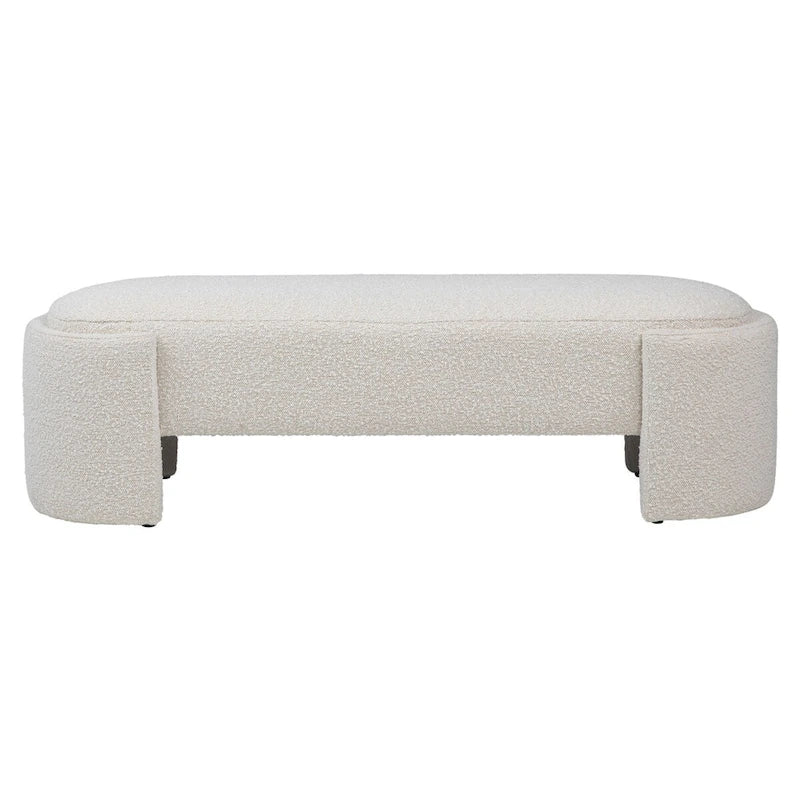 Banc rond Boucle avec pied demi-lunette, blanc cassé