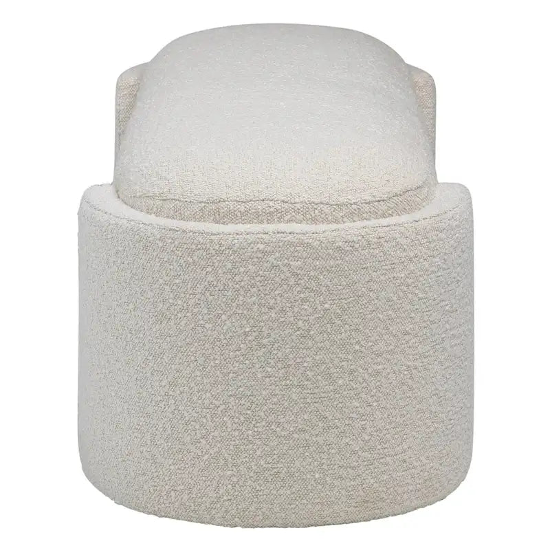 Banc rond Boucle avec pied demi-lunette, blanc cassé