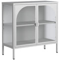 Meuble bahut en métal avec 2 portes vitrées et étagères réglables