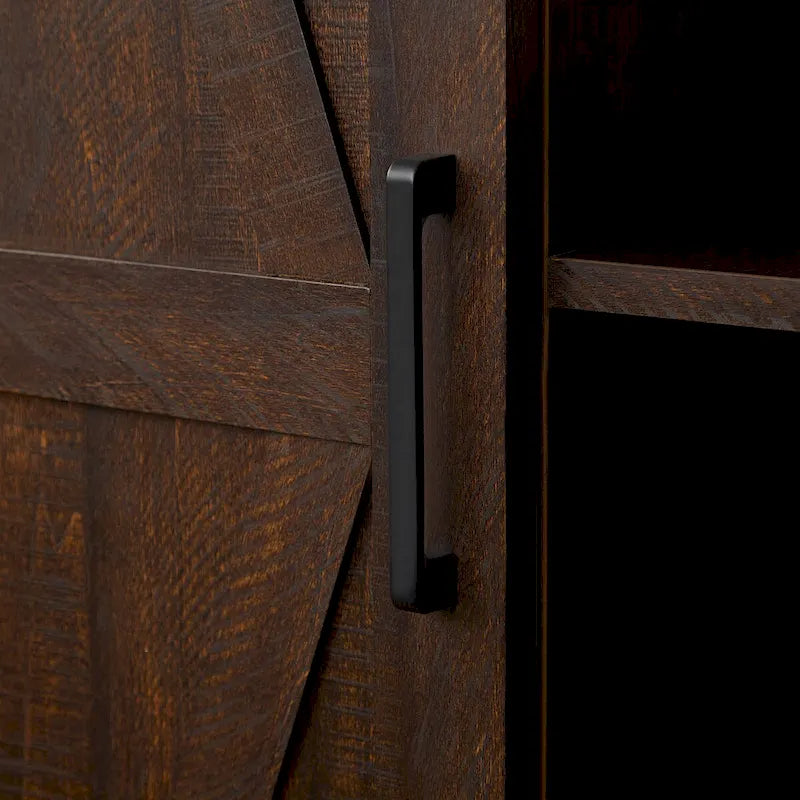 Armoire de rangement rustique avec portes coulissantes façon grange et étagères réglables