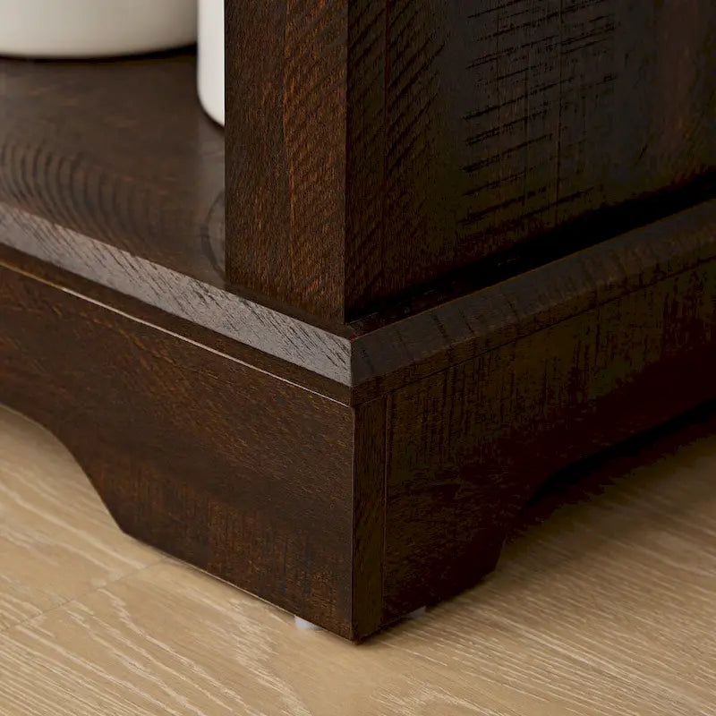 Armoire de rangement rustique avec portes coulissantes façon grange et étagères réglables