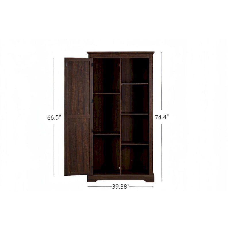 Armoire de rangement rustique avec portes coulissantes façon grange et étagères réglables