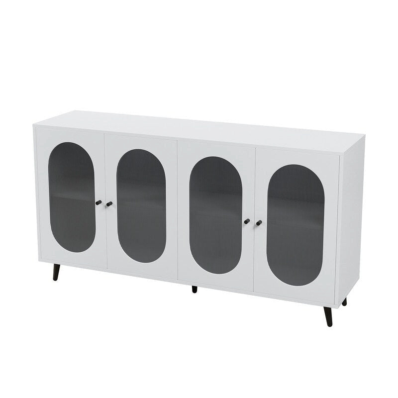 Bahut/buffet en bois moderne minimaliste avec 4 portes en acrylique et étagères réglables