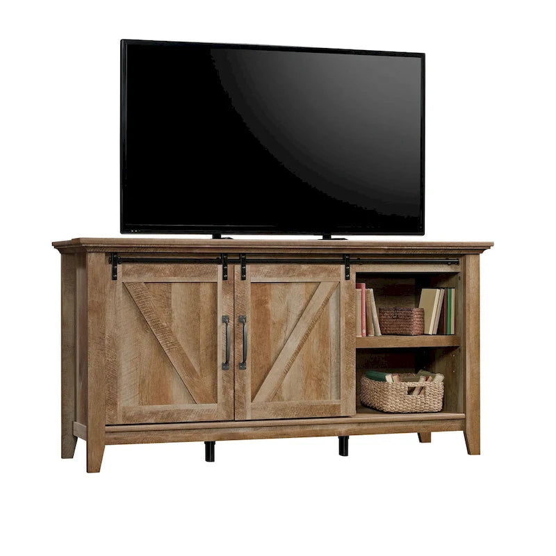 Buffet TV style Farmhouse moderne avec portes coulissantes façon grange